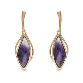 18ct Rose Gold Blue John Open Marquise Drop Earrings