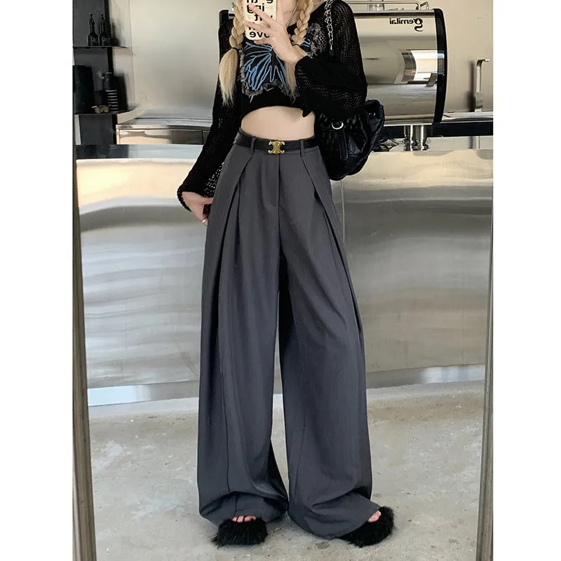 Advbridge work outfits women Fall 2024 This Year Popular Popular Loose High Waist Wide Leg Suit Pants Women's Casual Mopping Long Pants