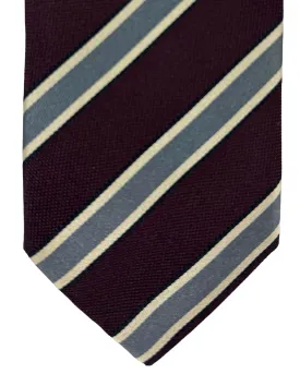 Canali Silk Tie Dark Brown Gray Stripes