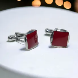 Chokore Circular Square Cufflinks (Burgundy)