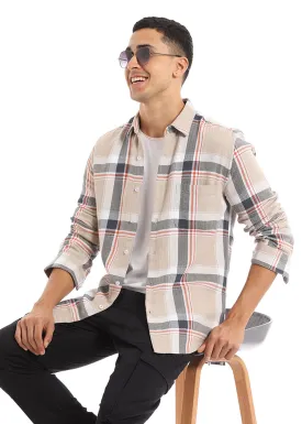 Dobby Check Khaki Shirt