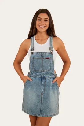 Dream Days Womens Pinafore - Light Wash Blue