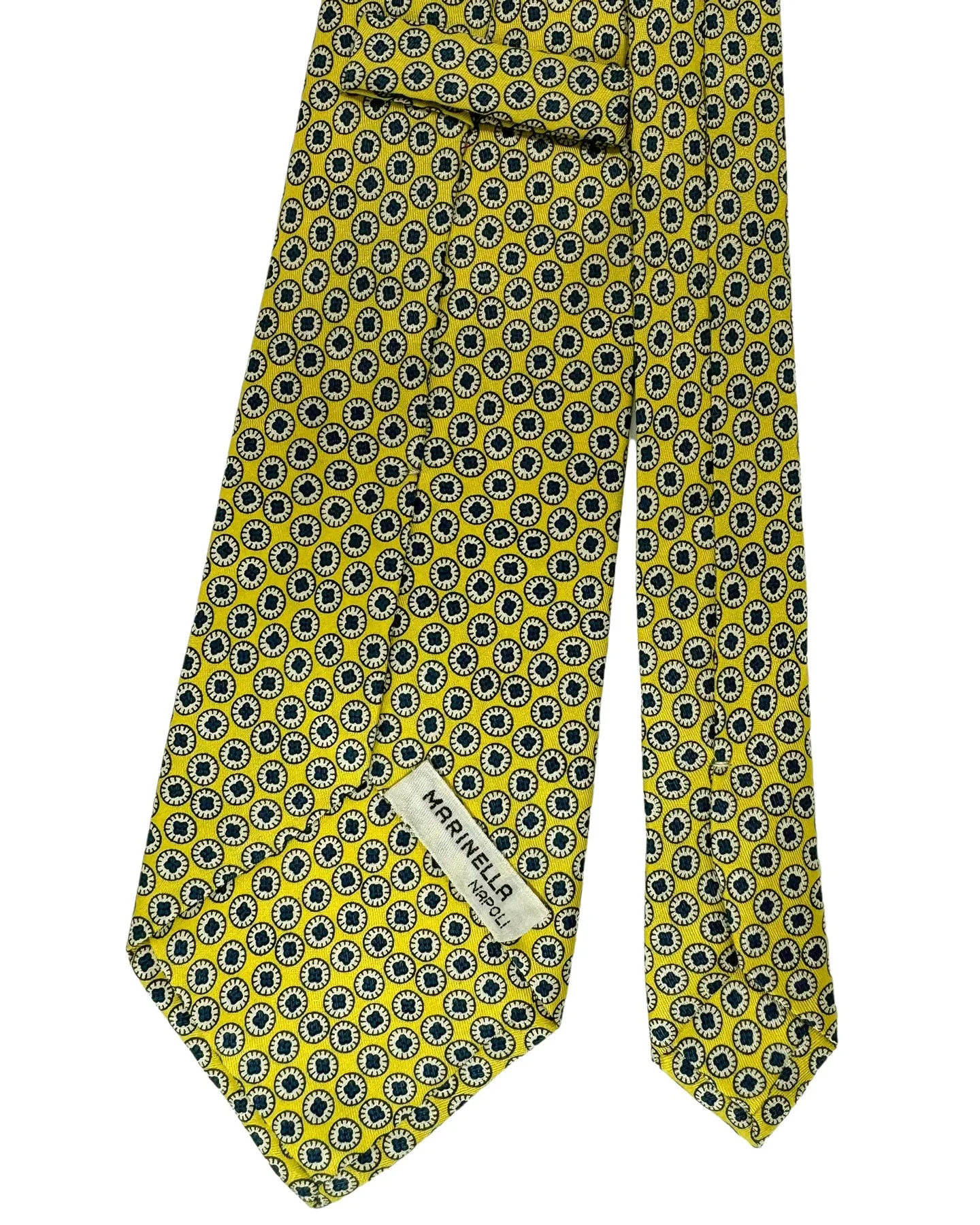 E. Marinella Tie Bright Yellow Navy Mini Geometric Design - Vintage SALE