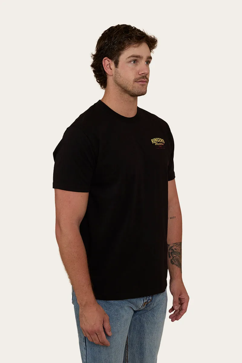 Mens Casual Loose Fit T-Shirt - Enjoy The View Design - Black