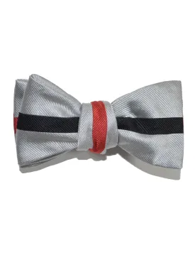 Gene Meyer Silk Bow Tie Black Gray Red Stripe - Self Tie