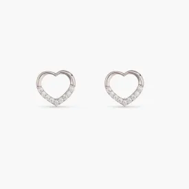 Heart Silver CZ Studs