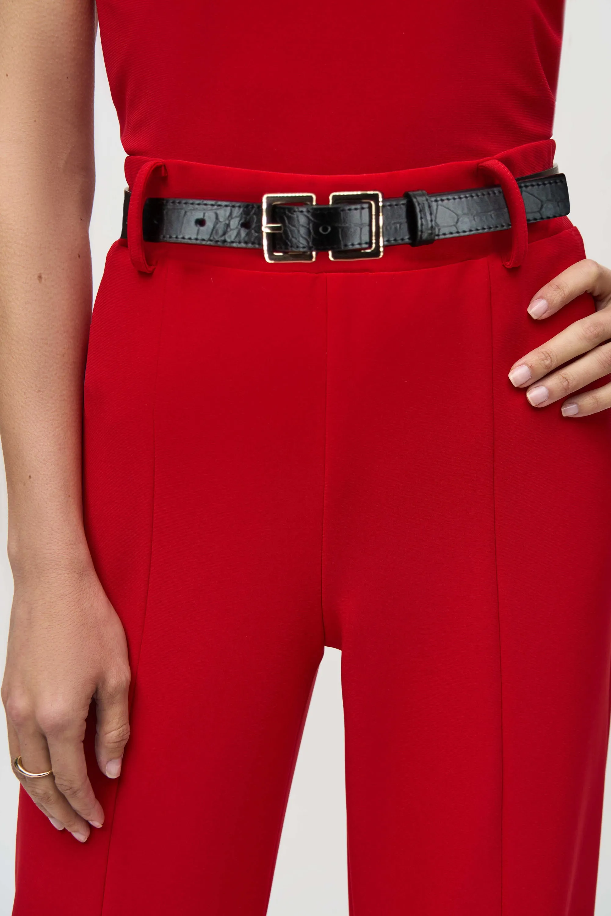 Joseph Ribkoff Belted Wide Leg Pants 244093 - Lipstick Red