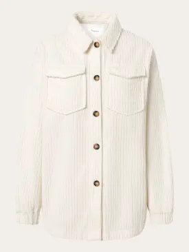 Loose irregular corduroy overshirt - Buttercream