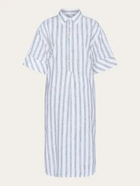 Loose multicolored stripe short sleeved shirt dress - GOTS/Vegan - Brown stripe