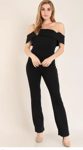 Off The Shoulder Strapless Black Jumpsuit