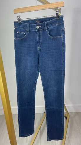 Pam - Dark Blue Wash Straight Leg Denims