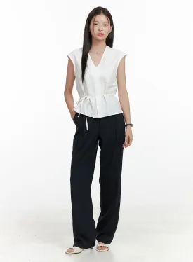 Pintuck Straight Tailored Pants OL411