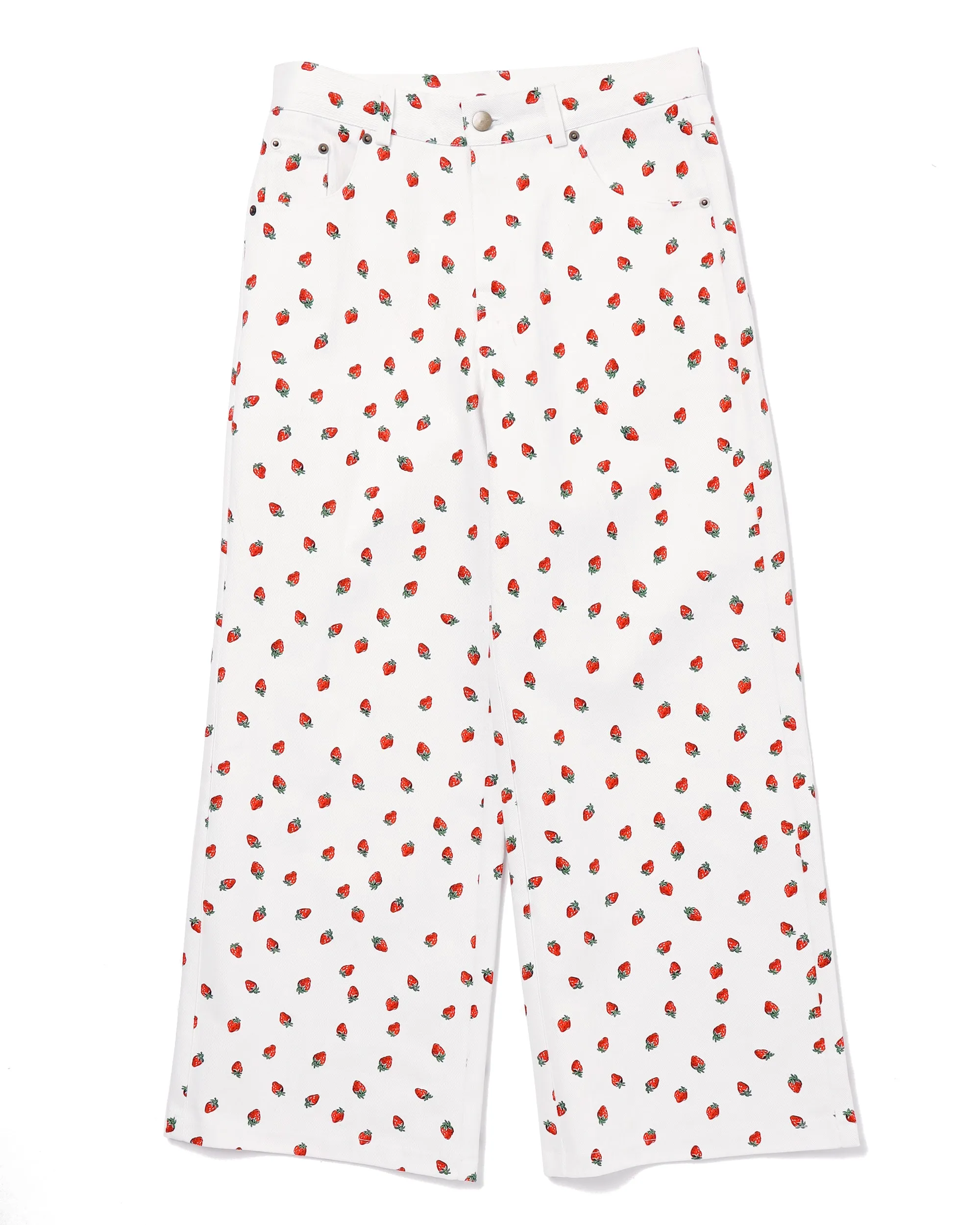 Strawberry denim pants (White)