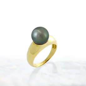 Tahitian pearl ring - 18k gold classic design - RGYGPE00021