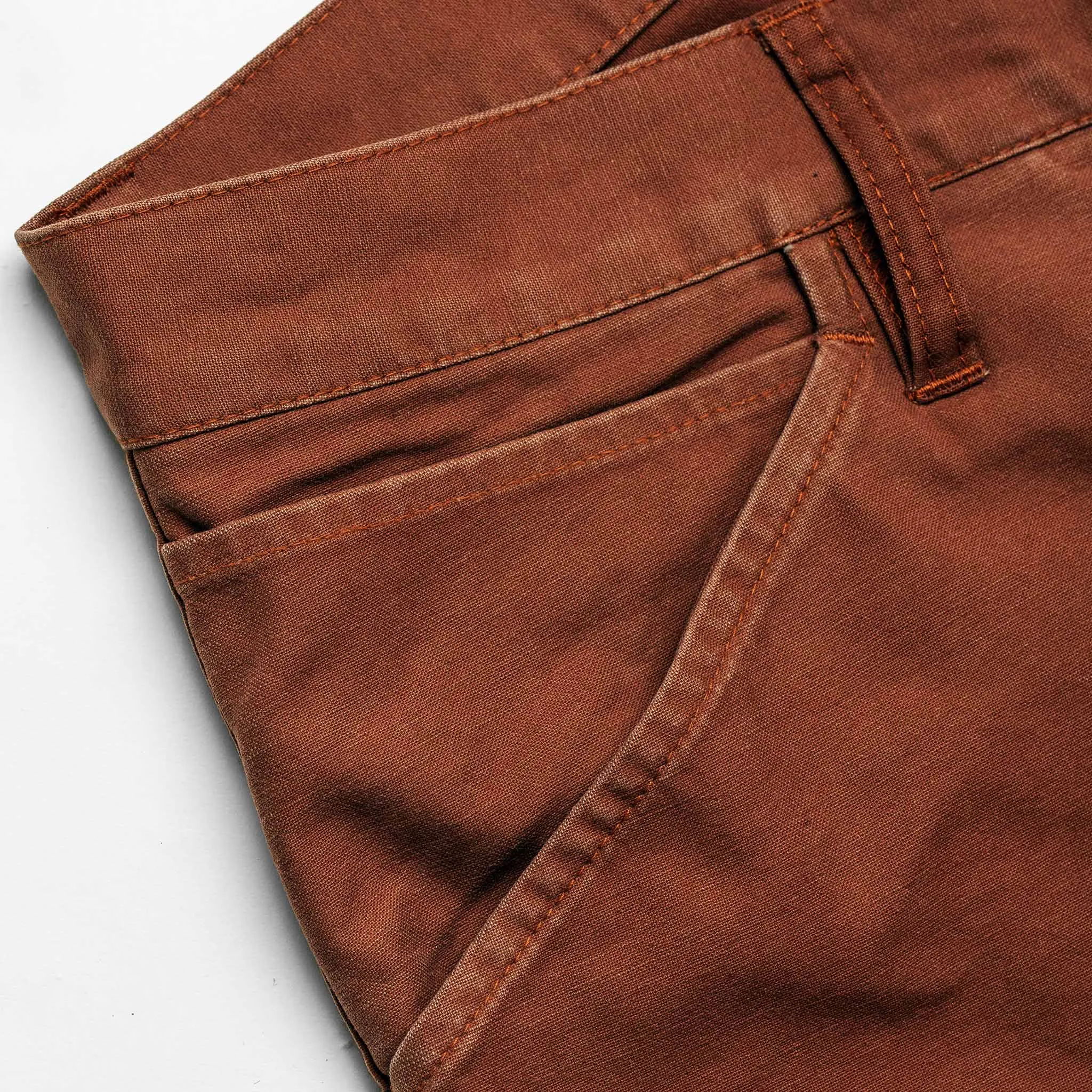 The Camp Pant in Rust Reverse Sateen