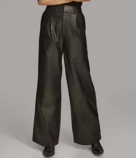 Wide Leg Leather Pant