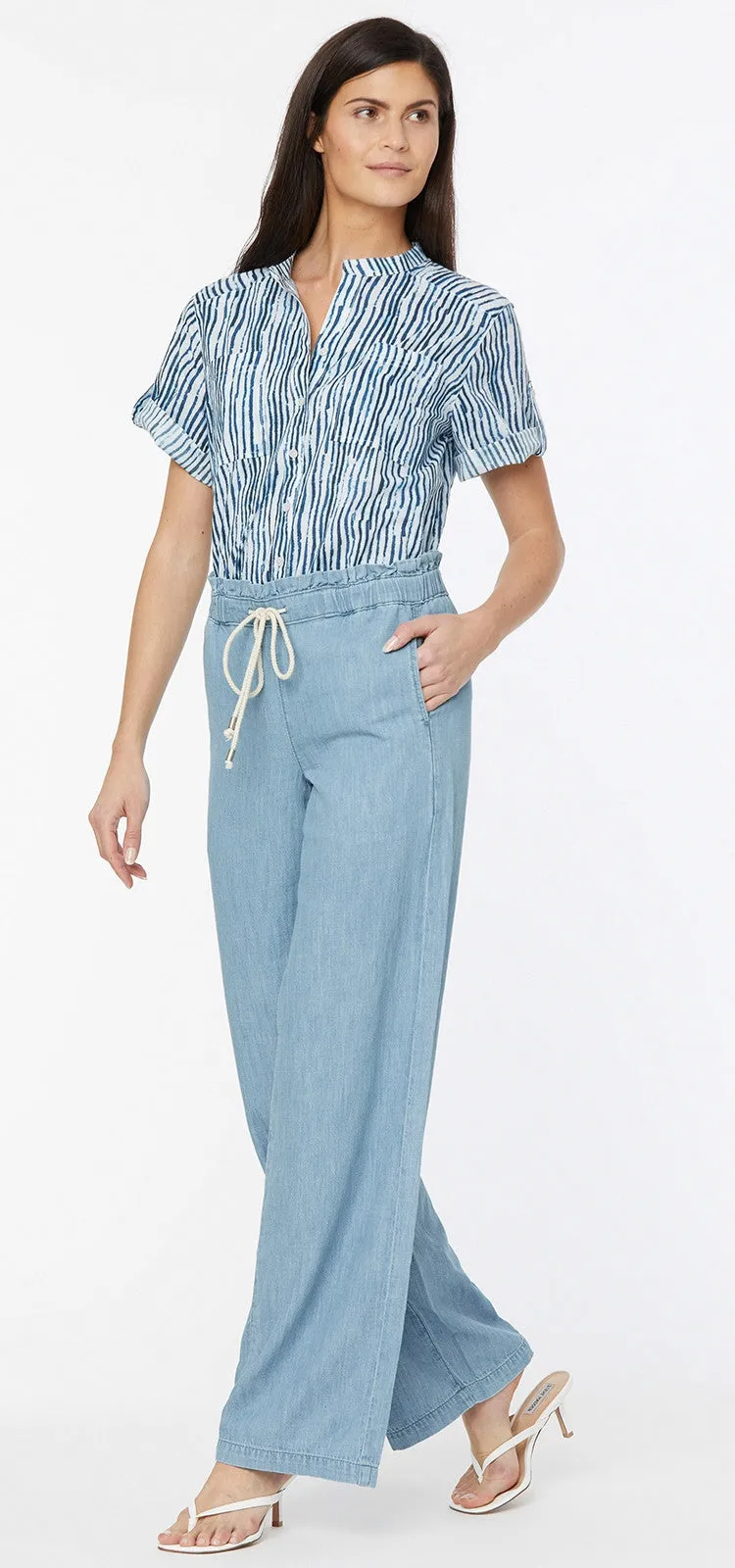 Wide Leg Trouser Lichtblauw Chambray | Light Stone