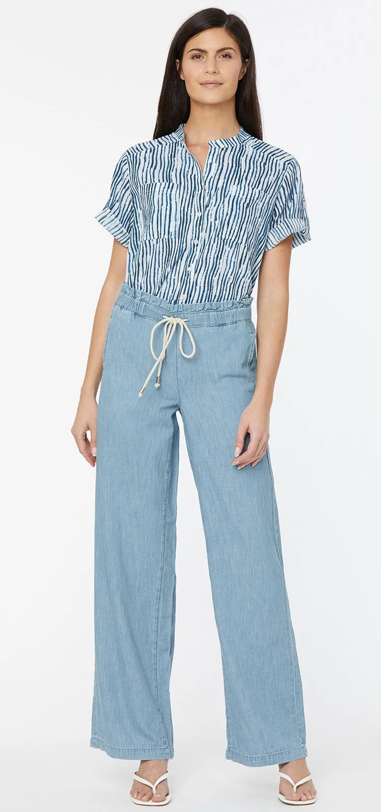 Wide Leg Trouser Lichtblauw Chambray | Light Stone